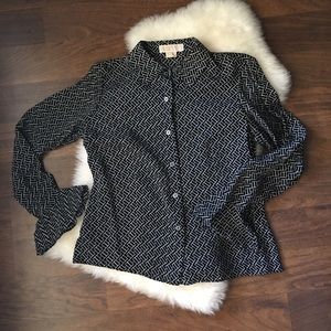 Michael Kors Black white silk blouse